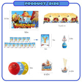 Anime Theme Birthday Party Supplies Decorations Including Birthday Banner, Backdrop, Balloons, Hanging Swirls, Tablecloth, Cake Toppers For Kids Party