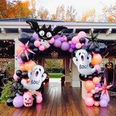Summerween Balloon Arch Kit 122pcs Pink, Purple, Black with Bat & Ghost Balloons