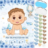 Pin The Pacifier On The Baby Game, Blue Baby Shower Decoration Pin Pacifier On Baby Poster Game With Poster 48 Pacifier Stickers Blindfold Game For Blue Bear Baby Shower Birthday Party Decorations
