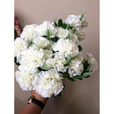 Ieoyoubei 4 Bunches Bouquet Of Artificial Silk Flower Creamy-White Carnations11 Inch Bouquet And Green Leaf For Home Decoration Bridal Wedding Festival Decoration With 10 Per Bunch Flower