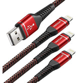 Iphone 6Ft Charger Cable 3 Pack MFi Certified Nylon Fast Charging Red