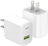 2 Pack 20W Dual Port USB C Fast Wall Charger for iPhone Samsung iPad