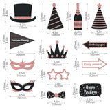 Party Birthday Photo Booth Props, 30Pcs Set Of Happy Birthday Selfie Party Supplies With Real Glitter Cute Bday Designs For Women Or Girls,Easy To Assemble(Rose Gold)