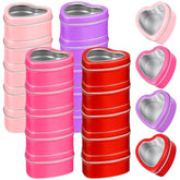 24 Pcs 2Oz Heart Shaped Metal Tins With Clear Window Lids Empty Metal Cans Heart Shaped Box Candle Tins Jar For Valentine‘S Day Candle Making Candies Gift(Red, Pink, Purple, Rosy)