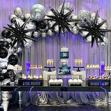 5Pc Black Star Foil Balloons 22In Graduation Birthday Party Decor