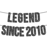 Pre-Strung Legend Since 2010 Banner For 15Th Birthday Party Decoration,Happy 15Th Men Women Birthday Party Banner,Handmade - Black