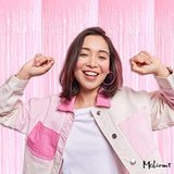 4 Pack Fringe Curtain Backdrop, 3.2Ft X 6.6Ft Pink Metallic Tinsel Foil Fringe Streamers Background For Photo Booth Birthday Wedding Baby Shower Carnival Easter Mother’S Day Party Decorations