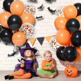 60Pcs Halloween Balloons 12" Black Orange Latex & Confetti Balloons Party Decor