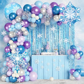 167Pcs Frozen Balloons Arch Garland Kit, Froozen Birthday Party Decorations Supplies Fringe Curtain Blue Purple Snowflake Balloon For Winter Wonderland Princess Girl Decor
