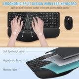 Ergonomic Wireless Keyboard Mouse Combo, Bluetooth/2.4G Dual Channel, Split Design, Soft Foam Palm Rest, 4 Level Dpi Adjustable Wireless Mouse, Rechargeable, For Windows/Mac/Android?Black?
