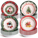 100 Pcs Christmas Paper Bowls Bulk 12 Oz Merry Christmas Disposable Bowls Red And Green Plaid Food Serving Snowman Santa Claus Snack Soup Dessert Food Tablewares For Xmas Party Favors Supplies