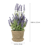 Faux Lavender Potted Plant - Realistic Simulated Bonsai Lavender Indoor Artificial Flowers For Home Office Wedding Table Centerpiece Small Decorative Plant 3.15X8.66X3.15 Inches