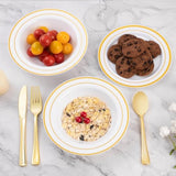 100-Pack 12oz Disposable Plastic Bowls Gold Rim Heavy Duty for Parties Weddings