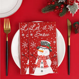 50 Pcs Christmas Snowman Guest Napkins - 3 Ply Winter Snowflake Let It Snow Paper Hand Towels, Merry Christmas Disposable Dinner Napkins For Home