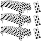Soccer Party Tablecloth Decorations, 3Pcs Disposable Sports Theme Soccer Birthday Party Supplies Table Cover For Fan Game Day Baby Shower Event, 108In X 55In