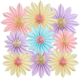 Sunflower Party Decorations Pastel Paper Fans Party Decor Summer Beige Spring Decoration, Blue Pink Hanging Purple Flower Garland Sunflower Wall Decorations For Tea,Garden,Fairy Party.
