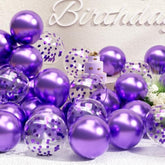 47 Pack Purple Metallic and Confetti Latex Balloons Birthday Graduation Party Decor