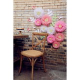 Tissue Paper Chrysanth Flowers With Butterfly And Olive Leaves For Wedding Baby Shower Nursery Room Parties & Events Decorations Pom Poms (White Light Pink Pink)
