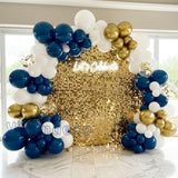 Navy Blue Balloon Garland Kit - 100Pcs Blue And White Balloons With Gold And Star Foil Balloons - Perfect For Blue Parties And Celebrations