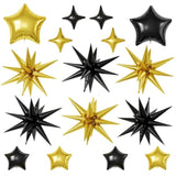 Black Gold Star Foil Balloons 22/18/10in for Birthday Anniversary & Party