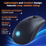 Wireless Gaming Mouse, 2.4Ghz & Bluetooth 5.3 Dual Mode, 60Hrs Battery, Ergonomic Lightweight Design, 6 Adjustable Dpi (800-6400), 7 Rgb Lights, Rechargeable Mice Compatible With Pc/Mac/Laptop