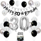 30Th Birthday Decorations For Men, Navy Blue Silver 30Th Birthday Balloons With Blue Happy 30Th Banner 30 Cake Topper Decor Number 30 Balloon For Women 30Th Party Decoration