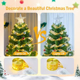 Christmas Tree Ribbon String Lights - 33Ft 100 Led Battery Powered Fairy Lights With Timer And 8 Lighting Modes, Christm