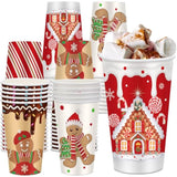 60 Pcs Christmas Paper Xmas Disposable Coffee Cups 16Oz For Drinking Tea Hot Cold Beverages, Santa Snowman Gingerbread Cups Christmas Decoration(Gingerbread Man)
