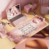 Desk Mat,Large Mouse Pad 35''×15.6'' Xxl Extended Gaming Mouse Pad Mat With Non-Slip Base Stitched Eges Mousepad For Computer,Office,Keyboard And Laptop - Pink Stay Positive
