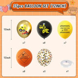 Construction Balloons, 12 Inch Gold Black Yellow Orange Confetti Balloons For Kids Boy Baby Shower Construction Themed Birthday Truck Party Graduation Supplies