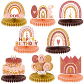 8 Pcs 1St Boho Rainbow Party Decorations Rainbow Centerpieces For Tabl