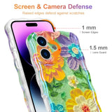 Colorful Retro Oil Painting Print Flower Green Case for iPhone 17