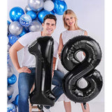 40 Inch Jumbo Black Foil Mylar Number Balloons For Boy Girl 18Th Birth