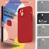 Compatible With 13 Case With Screen Protector, (Camera Protection & Soft Microfiber Lining) Liquid Silicone Phone Case 6.1 Inch 2021, Red