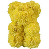Artificial Rose Teddy Bear Dolls Teddy Bear Toy Artificial Preserved Flower Hand Made Teddy Bear For Valentines Day Mothers Day Birthdays Weddings Gift - Yellow