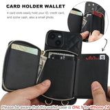 iPhone 14 Crossbody Wallet Case RFID PU Leather Card Holder Black