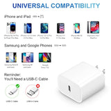 2-Pack 20W USB-C Super Fast Charger with 6ft Cable for iPhone & iPad