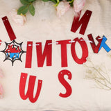 Spider Birthday Banner Swinging Into 4 Cartoon Party Decorations