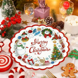 50 Count Christmas Paper Plates - 7 Inch Disposable Winter Holiday Party Plates Snowman Snowflake Dessert Plates Merry Christmas Party Decoration