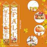 Hello Fall Porch Banner Autumn Harvest Hanging Banner Pumpkin Front Door Sign Fall Maple Leaves Welcome Signs For Thanksgiving Decorations Indoor Outdoor
