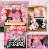 Cow Print Balloon Garland Kit: Pink & White Farm Party Decor