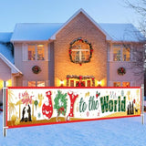 Christmas Joy To The World Fence Banner For Religious Christmas Party Decoration, O Holy Night Nativity Scene Yard Sign Banner For Christian Xmas Decor, Jesus Is The Reason For The Season Welcome Banner