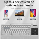 Pocket Foldable Wireless Keyboard With Touchpad Number Pad For Trip Travel Meeting For Tablets Fold Phone Laptop Pc, Full Size (Small) Magnetic Folding Keyboard (Grey)