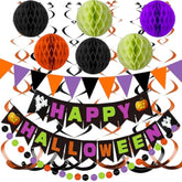 Halloween Party Decorations Banner Honeycomb Balls Garland Flags Swirl Streamers