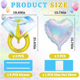 4Pcs Diamond Ring & Heart Balloons Set - Bachelorette Party Decorations, Engagement Decor, Wedding Proposal Balloons, Bridal Shower, Just Married, Bride Anniversary Valentine'S Day Party Favors