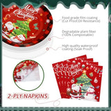 100 Pcs Christmas Paper Plates And Napkins Sets Disposable Dessert Plates Napkins Christmas Party Supplies Merry Christmas Tableware Set For Dinner Lunch Dessert Appetizer, Serves 50