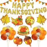 Thanksgiving Balloons 42Pcs Pumpkin Turkey Gold Maple Leaf Acorn Balloons for Fall Party Decor