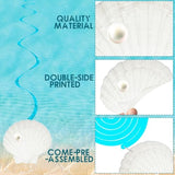 Seashell Hanging Swirls 21Pcs Coastal Beach Birthday Party Decoration Starfish Seashell Ceiling Swirls Decor Ocean Seashell Conch Cutout Hanging Streamers For Nautical Wedding Party Supplies