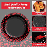 50 Guests Red And Black Birthday Party Supplies Set Red Dot On Black Disposable Plates Napkins Red And Black Tableware Set Party Papaer Dinnerware For Birthday Graduation Wedding Decorations 200Pcs