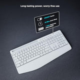 5Th Gen Wireless Keyboard,2.4G Full-Sized Cordless Ergonomic Keyboard With Wrist Rest, Phone Ipad Holder, Adjustable Angle, Compatible With Laptop/Pc/Mac/Windows, White